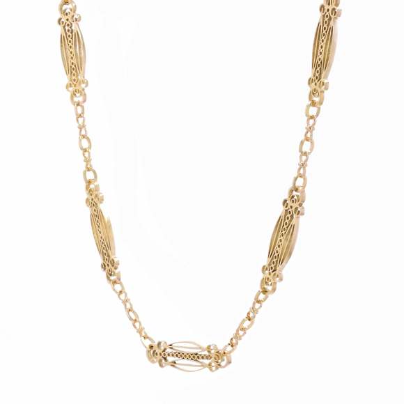French Art Nouveau 18 Karat Yellow Gold Art Nouveau Long Necklace - Picture 7 of 16